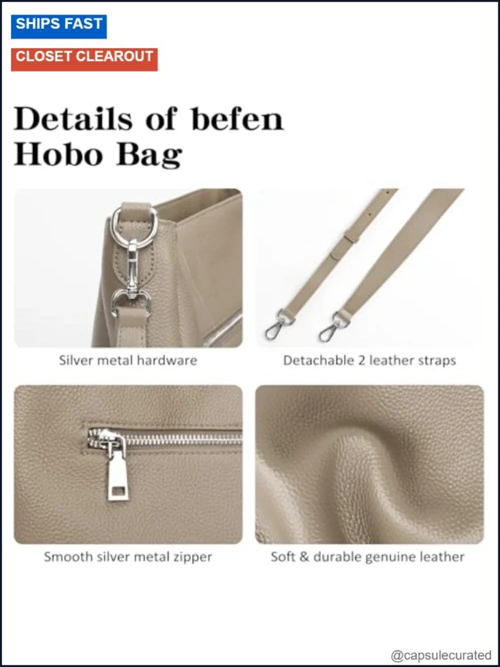 Genuine Leather Hobo Bag for Women Crossbody Shoulder Purse Real Leather